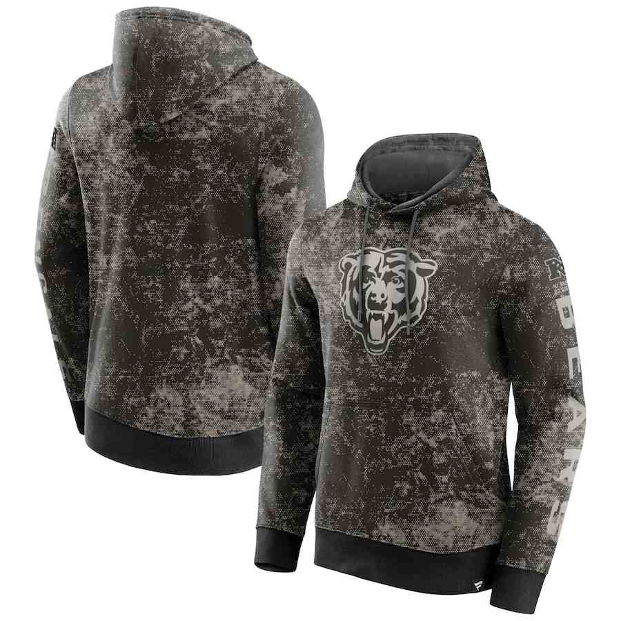 Men's Chicago Bears BlackGray Blackout Tonal Pullover Hoodie