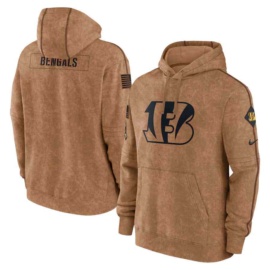Men's Cincinnati Bengals 2023 Brown Salute To Service Pullover Hoodie
