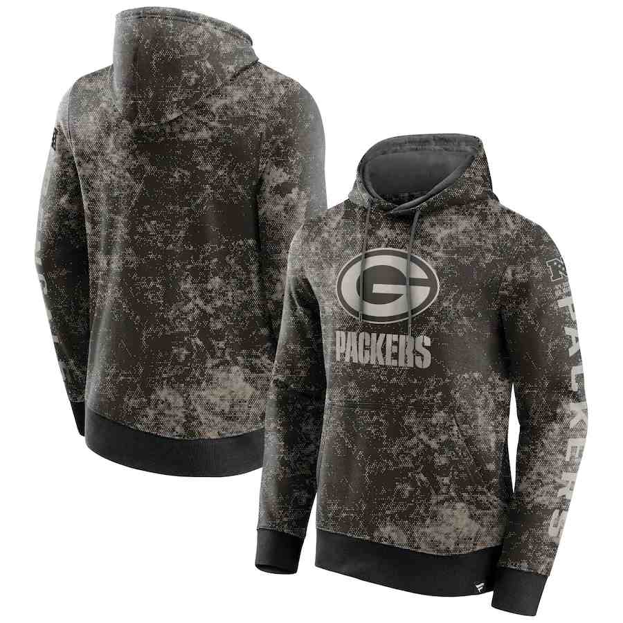 Men's Green Bay Packers BlackGray Blackout Tonal Pullover Hoodie