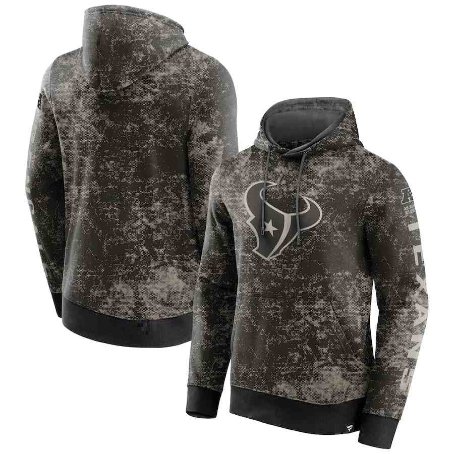 Men's Houston Texans BlackGray Blackout Tonal Pullover Hoodie