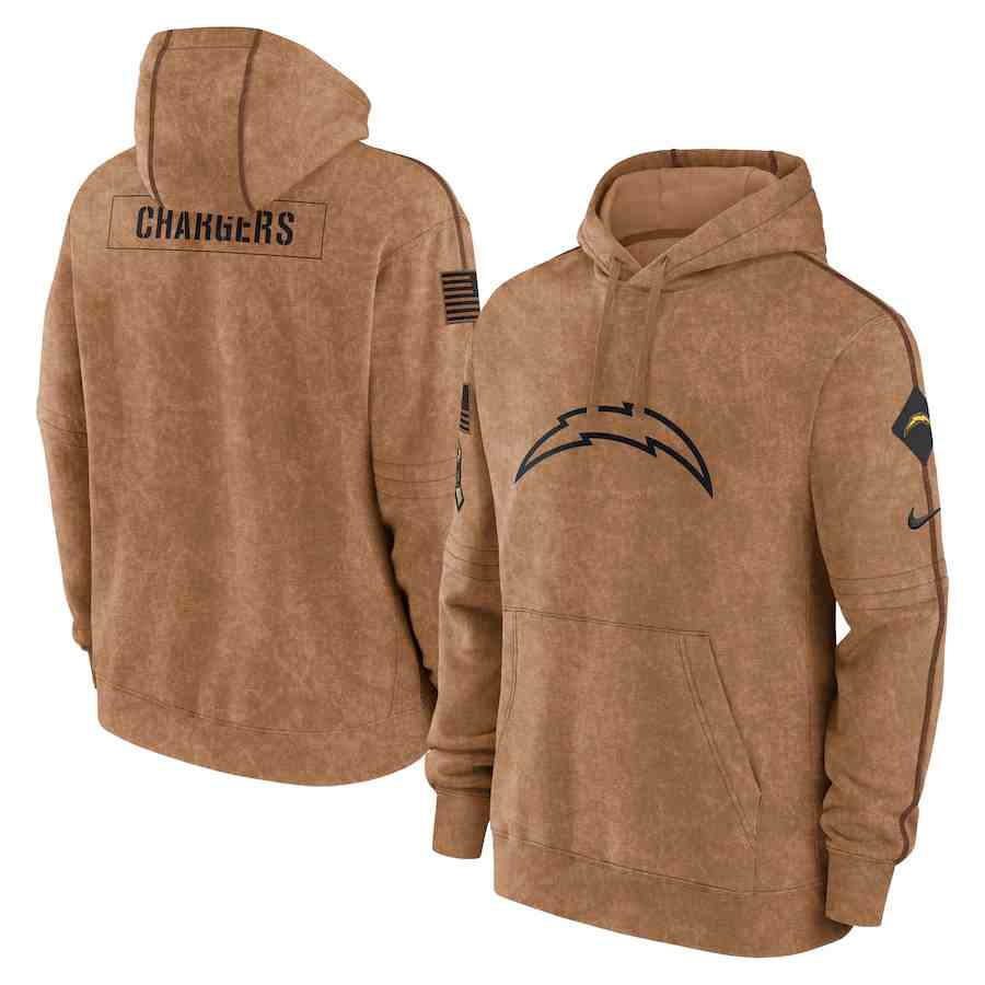 Men's Los Angeles Chargers 2023 Brown Salute To Service Pullover Hoodie