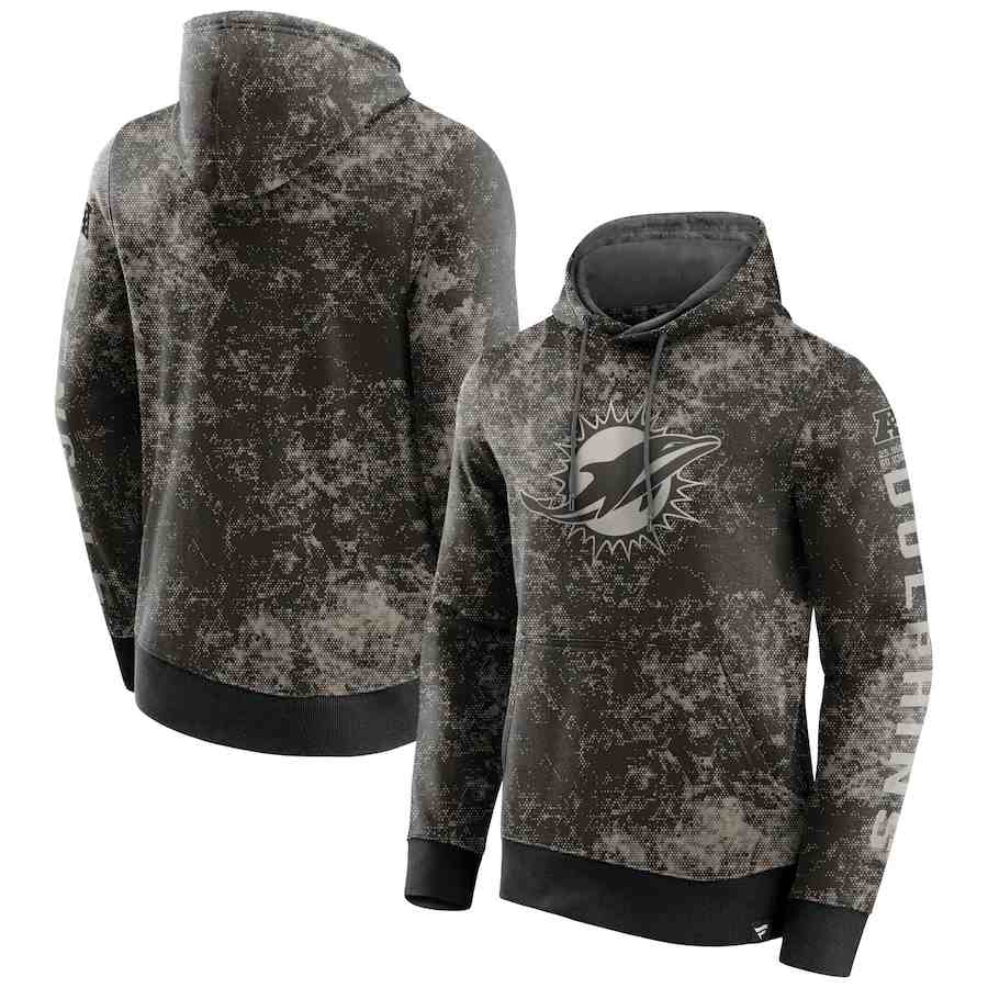 Men's Miami Dolphins BlackGray Blackout Tonal Pullover Hoodie