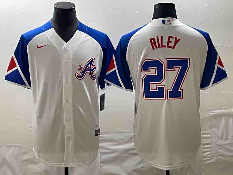 Men's Atlanta Braves #27 Austin Riley Gray Cool Base Stitched Jersey