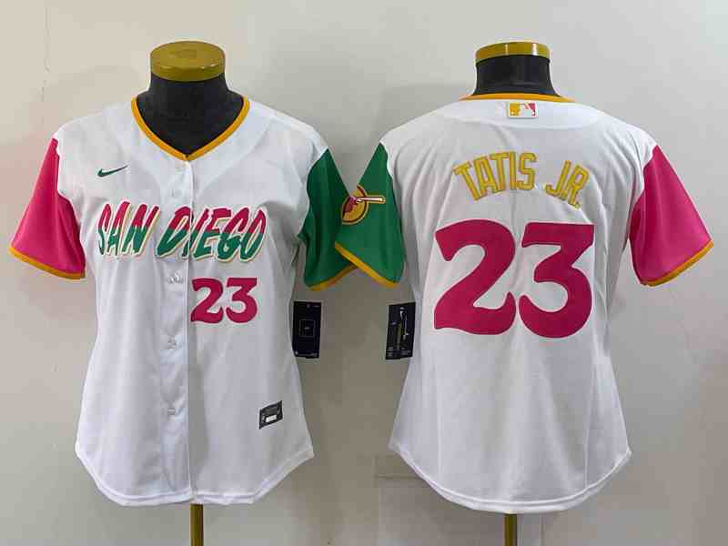 Women's San Diego Padres #23 Fernando Tatis Jr. White 2022 City Connect Cool Base Stitched Baseball Jersey