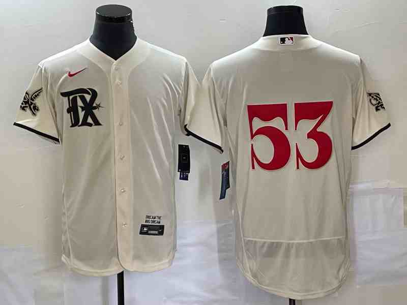 Men's Texas Rangers #53 Adolis García Cream 2023 City Connect Flex Base Stitched Baseball Jersey