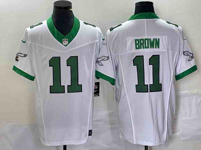 Men's Philadelphia Eagles #11 A. J. Brown White 2023 F.U.S.E. Vapor Untouchable Stitched Football Jersey(PNG)