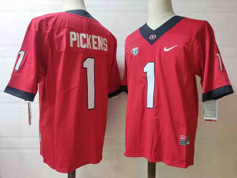 Men’s Georgia Bulldogs #1  George Pickens RED College Football Jersey