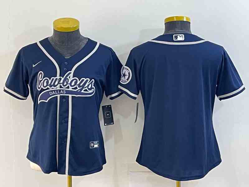 Youth Dallas Cowboys Blank Navy With Patch Cool Base Stitched Baseball Jersey (2)