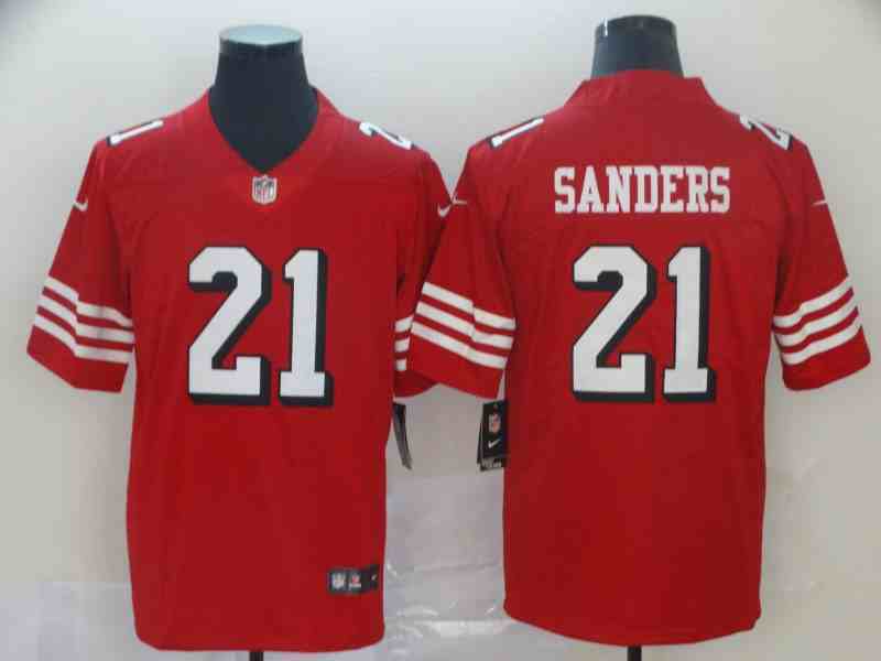 Men's San Francisco 49ers #21 Deion Sanders Throwback Red Jersey