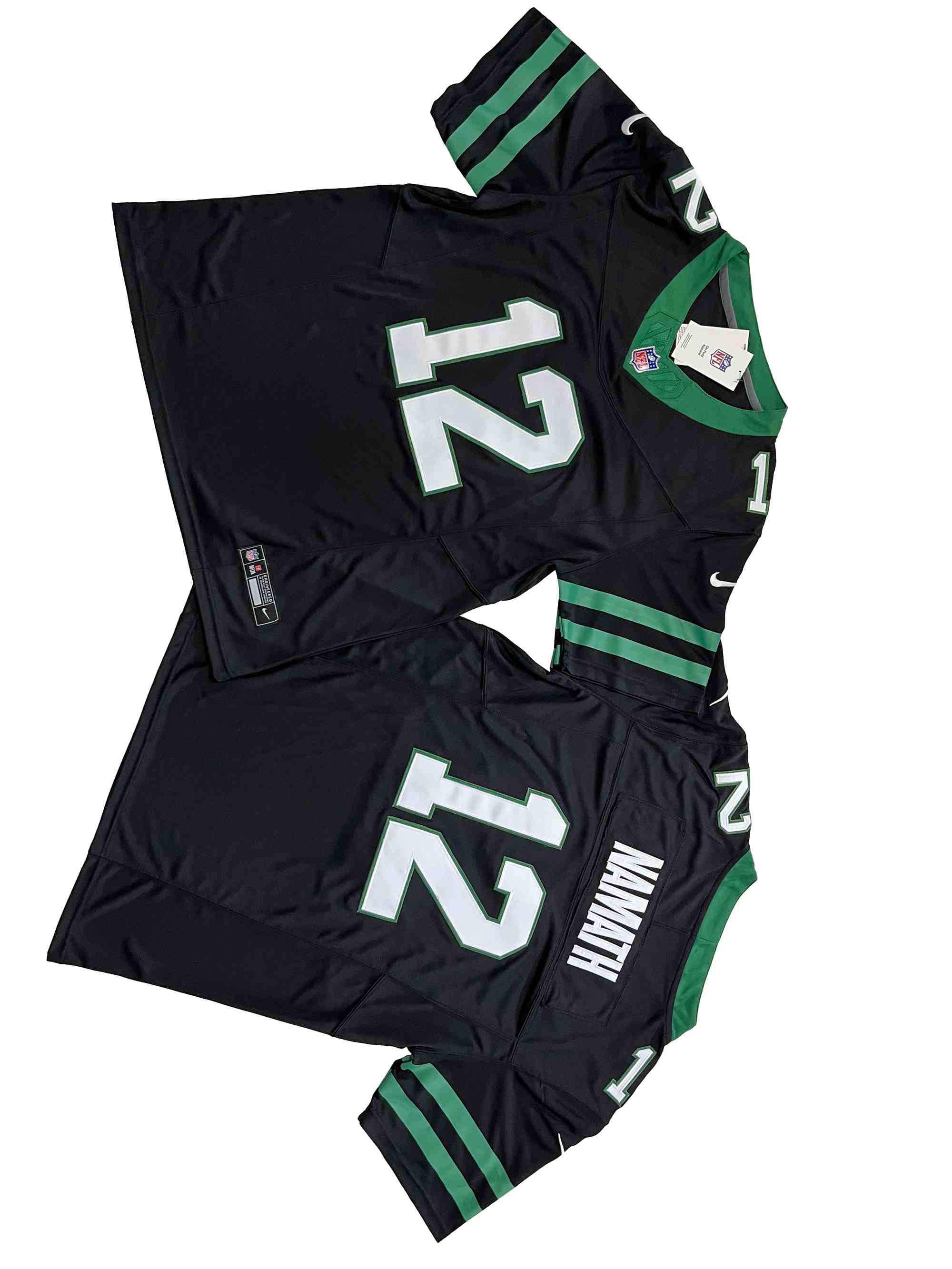 Men's New York Jets 12# Joe Namath Legacy Black Vapor F.U.S.E. Limited Jersey