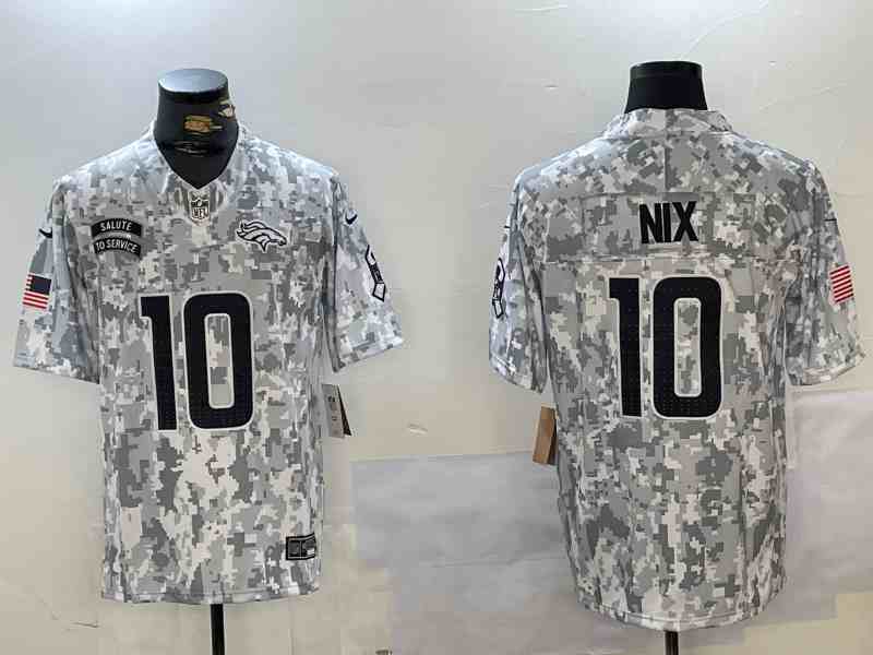 Men's Denver Broncos #10 Bo Nix 2024 F.U.S.E Arctic Camo Salute To Service Limited Stitched Football Jersey