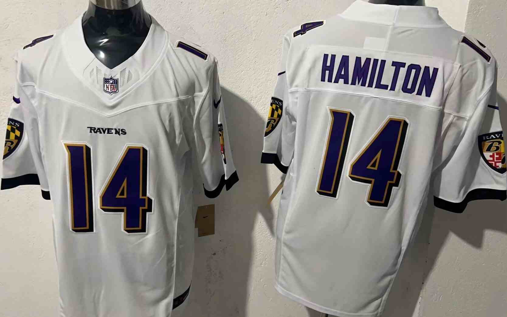 Men's Baltimore Ravens #14   Kyle Hamilton  F.U.S.E. White Vapor Limited Football Stitched Jersey