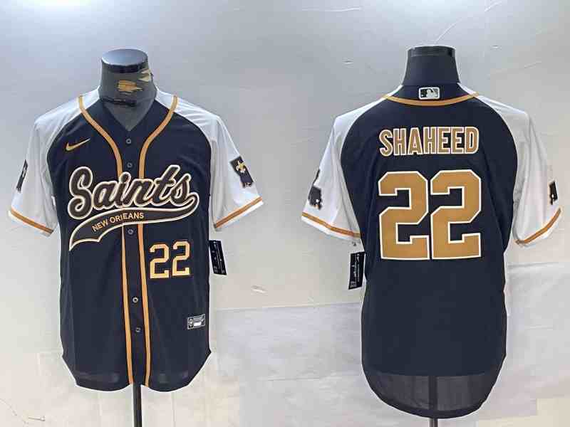 Men's New Orleans Saints #22 Rashid Shaheed BlackWhite 1987 Legacy Cool Base Stitched Button Jersey-1
