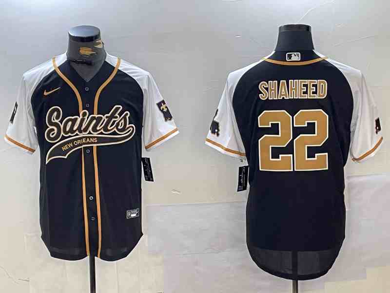 Men's New Orleans Saints #22 Rashid Shaheed BlackWhite 1987 Legacy Cool Base Stitched Button Jersey