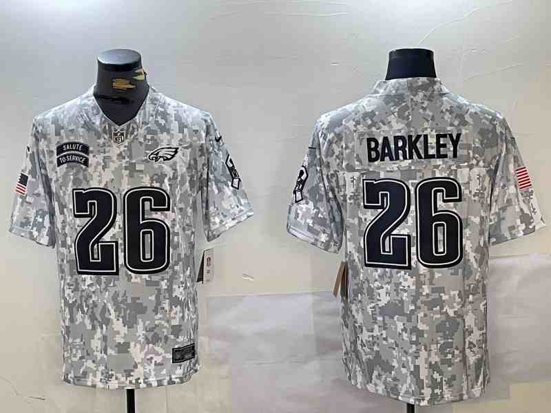 Men's Philadelphia Eagles #26 Saquon Barkley 2024 F.U.S.E Arctic Camo Salute To Service Limited Stitched Football Jersey