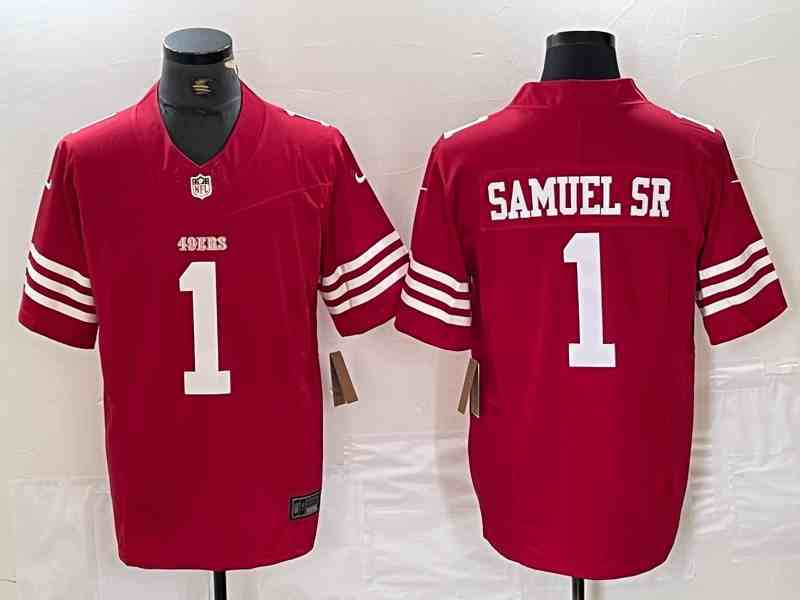 Men's San Francisco 49ers #1 Deebo Samuel Red 2024 F.U.S.E. Vapor Untouchable Limited Football Stitched Jersey