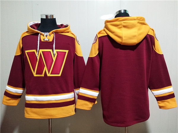 Men's Washington Commanders Blank Burgundy Lace-Up Pullover  Hoodie