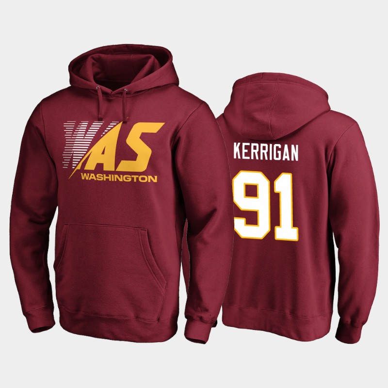 Men's Washington Football Team #91 Ryan Kerrigan 2020 Burgundy Stealth Scanner Pullover Hoodie