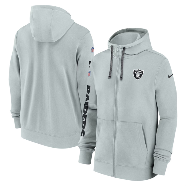 Men's Las Vegas Raiders Grey 2024 Team Full-Zip  Hoodie