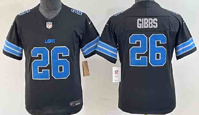 Youth Detroit Lions #26 Jahmyr Gibbs Black F.U.S.E. 2nd Alternate Vapor Limited Stitched Jersey