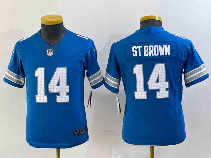 Women's Detroit Lions #14 Amon Ra St Brown Limited Blue 2024 FUSE Vapor Jersey