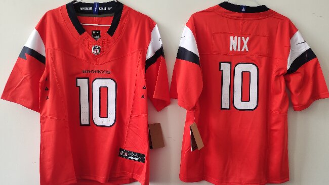 Women's Denver Broncos #10 Bo Nix Orange F.U.S.E. Alternate Stitched Jersey(Run Small)