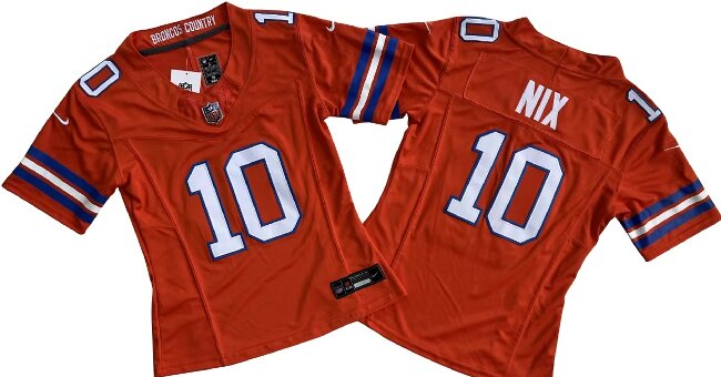 Women's Denver Broncos Bo Nix Nike Orange Alternate Mile High Collection 1977 Throwback Vapor F.U.S.E. Limited Jersey