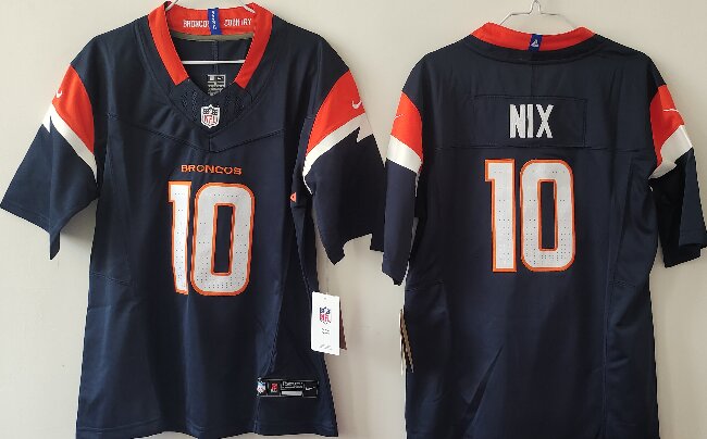 Youth Denver Broncos #10 Bo Nix Navy  F.U.S.E Alternate Stitched Jersey(Run Small)