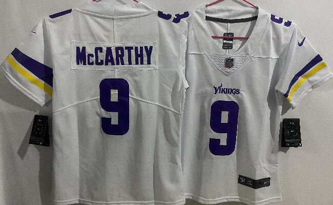 Youth Minnesota Vikings #9 J.J. McCarthy White Vapor  Limited Jersey