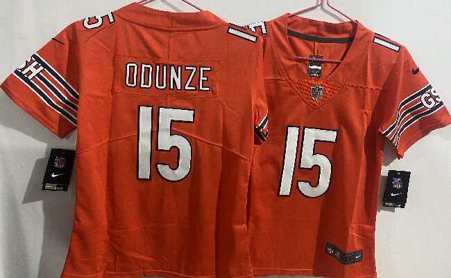 Youth Chicago Bears 15# Rome Odunze  Orange Vapor Limited Jersey