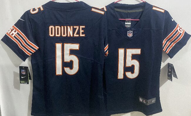 Women's Chicago Bears 15# Rome Odunze  Navy Vapor Limited Jersey