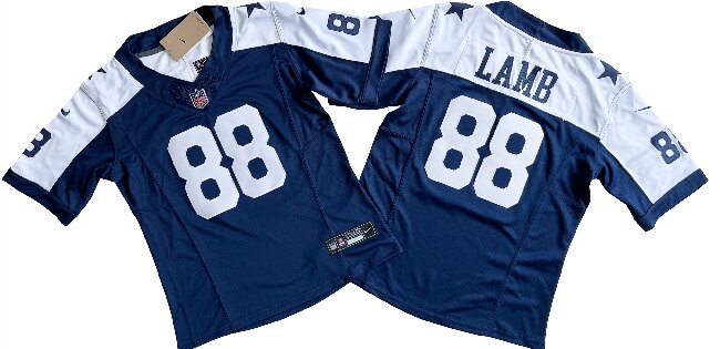 Youth  Dallas Cowboys #88 CeeDee Lamb Navy White F.U.S.E.Vapor Thanksgiving Limited Stitched Football Jersey(Run Small）