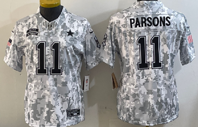 Youth  Dallas Cowboys #11 Micah Parsons 2024 FUSE Arctic Camo Salute to Service Limited Stitched Jersey