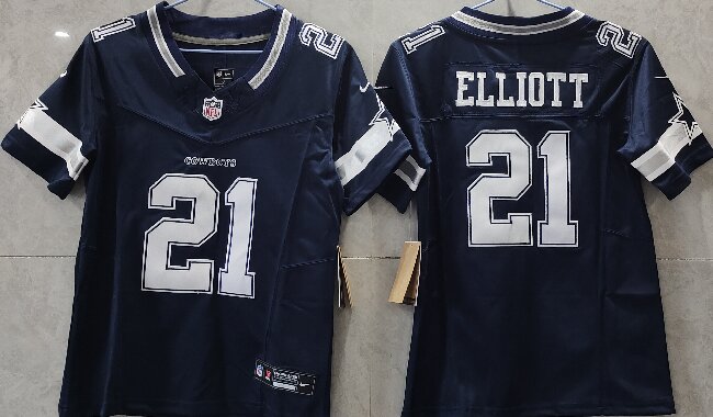 Women's Dallas Cowboys #21 Ezekiel Elliott Navy F.U.S.E. Limited Stitched Jersey(Run Small)
