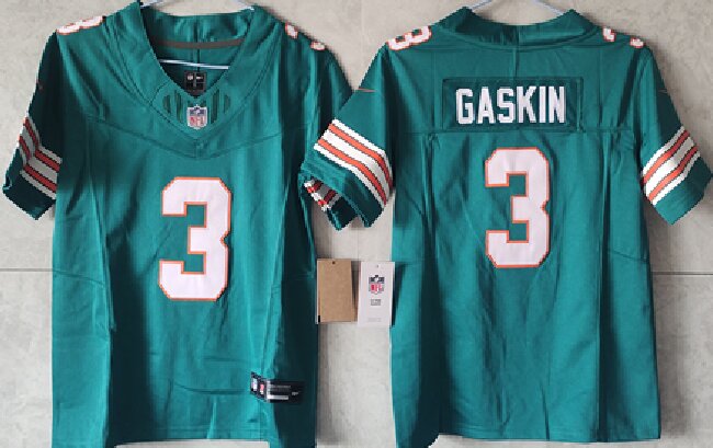 Youth Miami Dolphins #3 Myles Gaskin Aqua 2024 F.U.S.E Vapor Untouchable Stitched Jersey(Run Small)