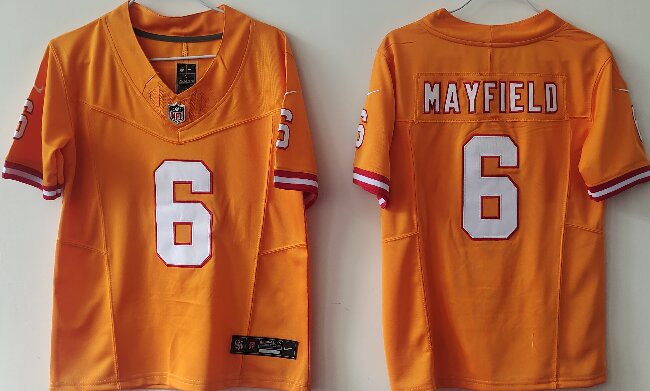 Youth Tampa Bay Buccanee #6 Baker Mayfield Orange F.U.S.E Throwback Limited Stitched Jersey(Run Small)