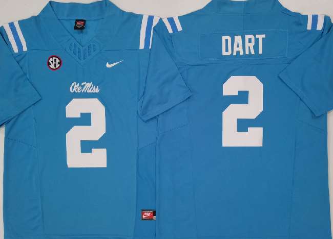 Men's Ole Miss Rebels #2 Jaxson Dart Blue 2024 F.U.S.E. Stitched Jersey