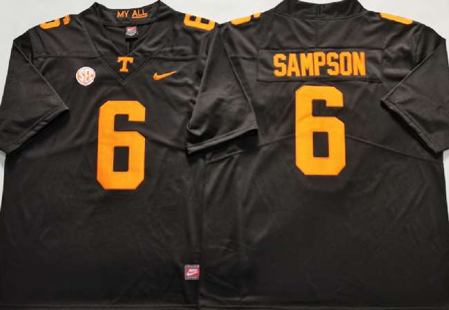 Men's Tennessee Volunteers #6 Dylan Sampson Black Stitched Jersey