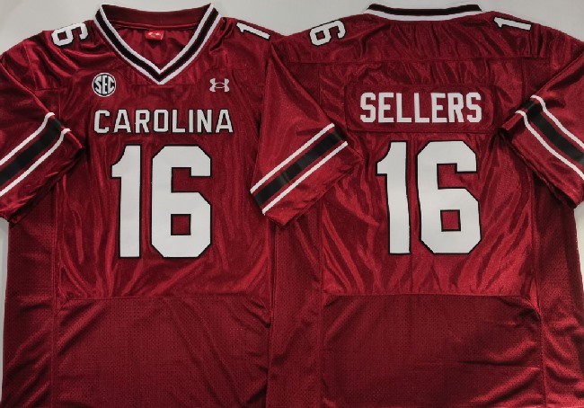 Men's South Carolina Fighting Gamecocks #16 LaNorris Sellers Garnet Stitched Jersey