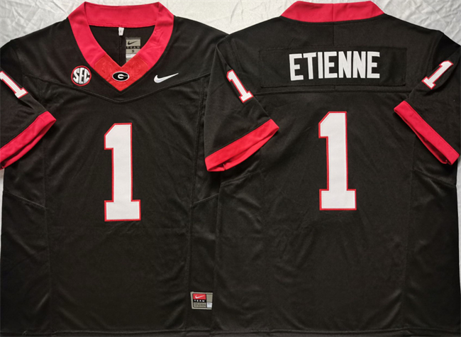 Men's Georgia Bulldogs #1 Trevor Etienne Black F.U.S.E Stitched Jersey