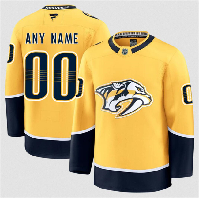 Men's Nashville Predators Active Player Custom Gold 2024-25 Home Stitched Hockey Jersey