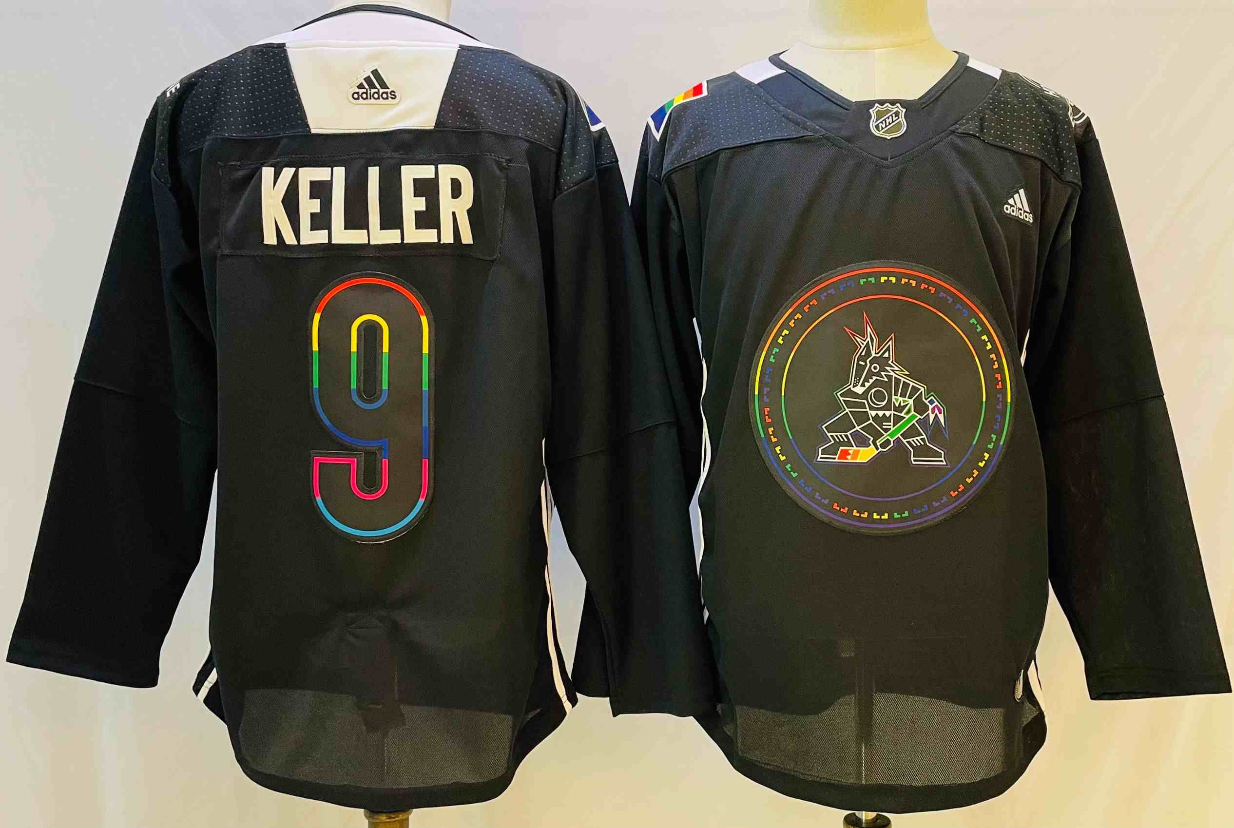 Mens Nhl Arizona Coyotes #9 Clayton Keller Black 2022 Adidas Jersey