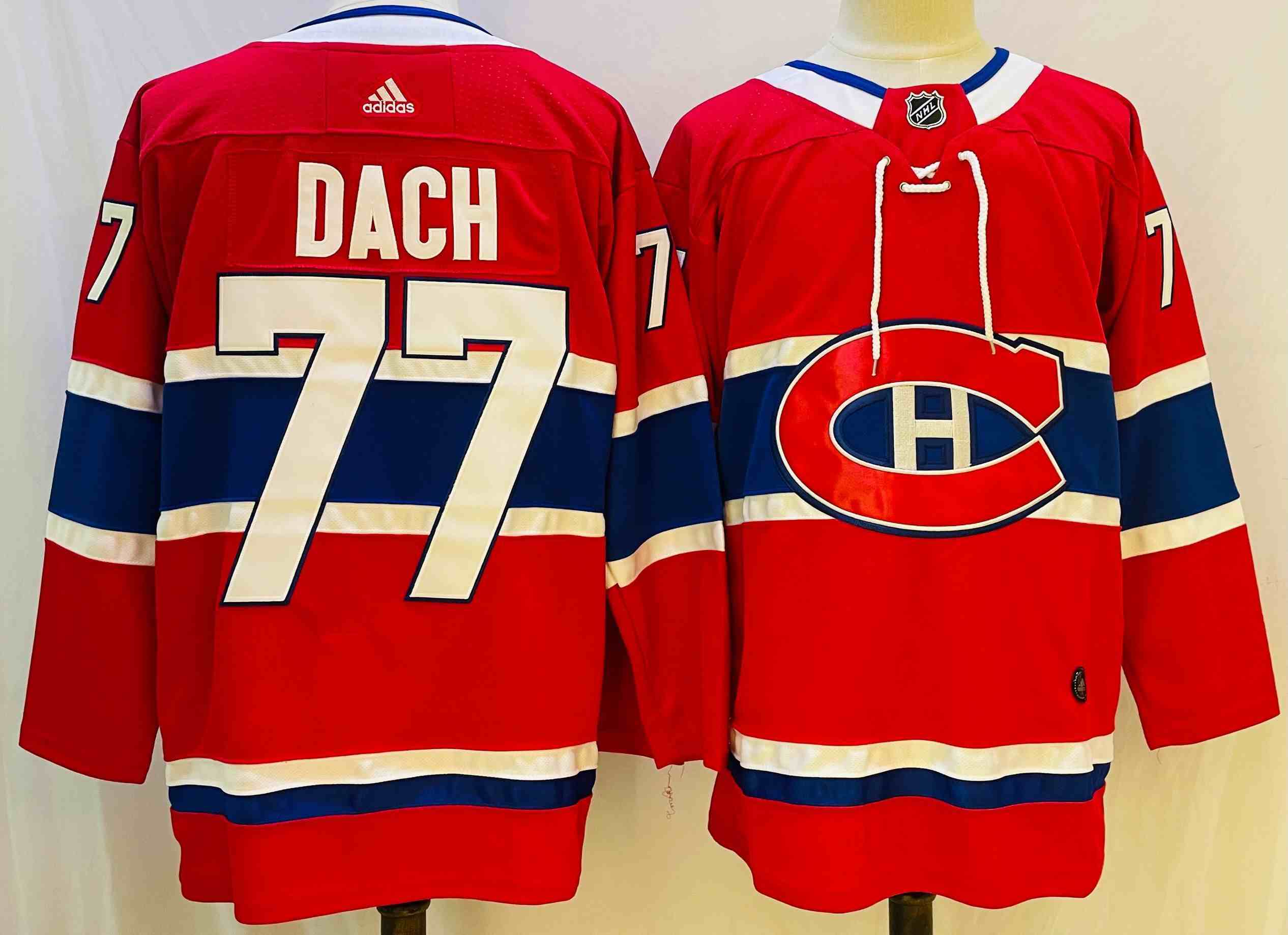 Men's Montreal Canadiens #77 Kirby Dach Red Stitched Jersey