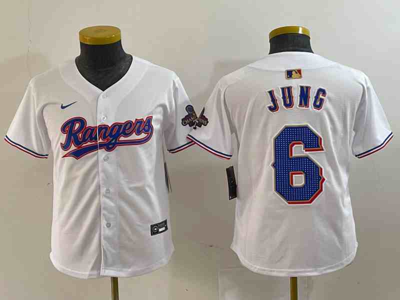 Women's  Texas Rangers #6 Josh Jung White 2023 World Series Champions Cool Base Jersey