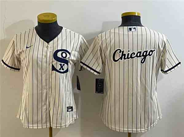 Women's Chicago White Sox Cream Team Big Logo Stitched Jersey(Run Small)