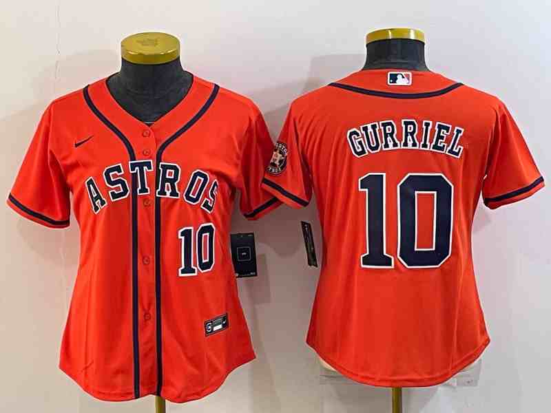 Youth Houston Astros #10 Yuli Gurriel Orange Stitched MLB Cool Base Nike Jersey1