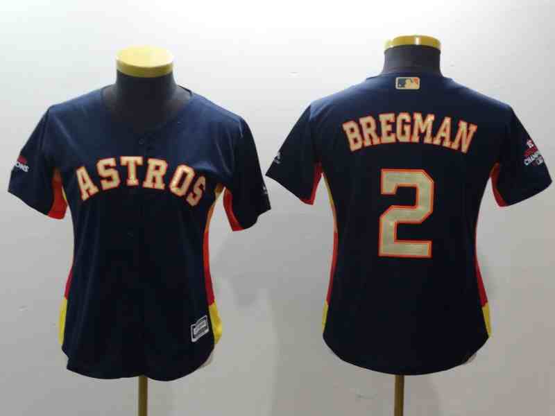 Youth Houston Astros #2 Alex Bregman Blue Gold version MLB Jerseys