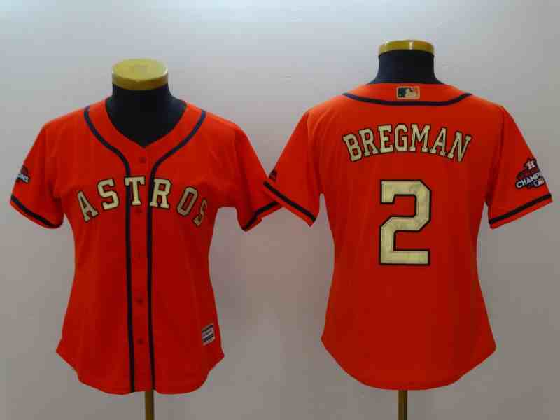 Youth Houston Astros #2 Alex Bregman Orange Gold version MLB Jerseys