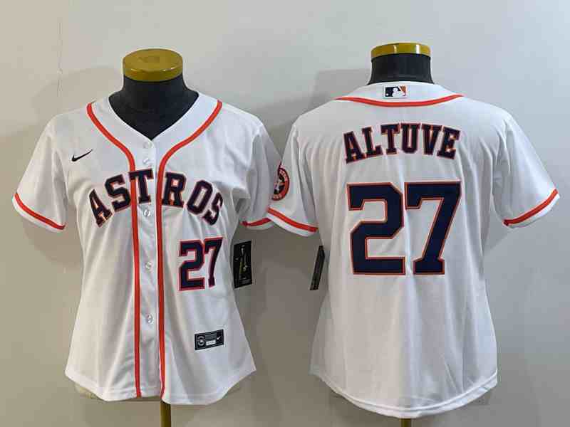 Youth Houston Astros #27 Jose Altuve White Stitched MLB Cool Base Nike Jersey1