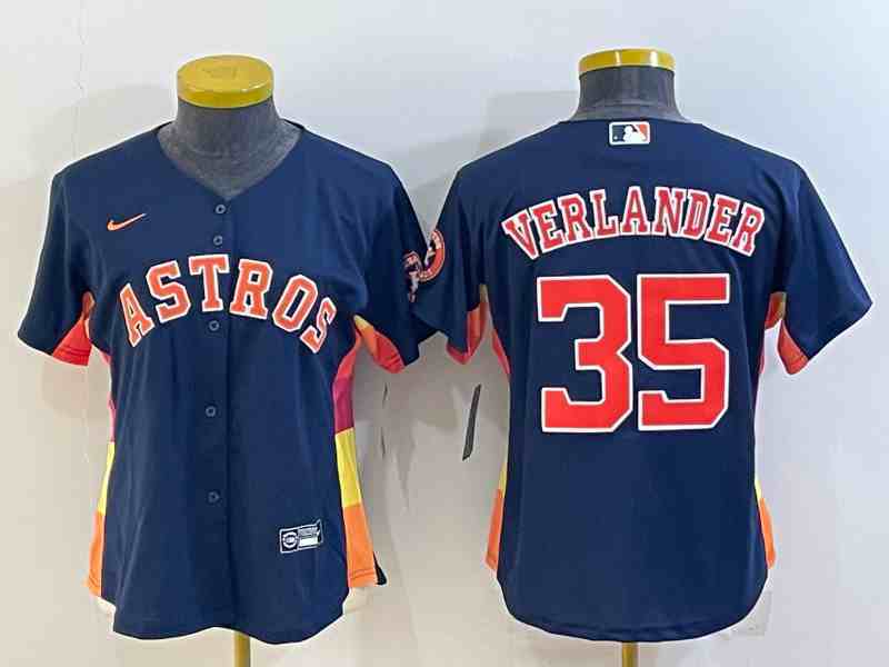 Youth Houston Astros #35 Justin Verlander Navy Blue Stitched MLB Cool Base Nike Jersey